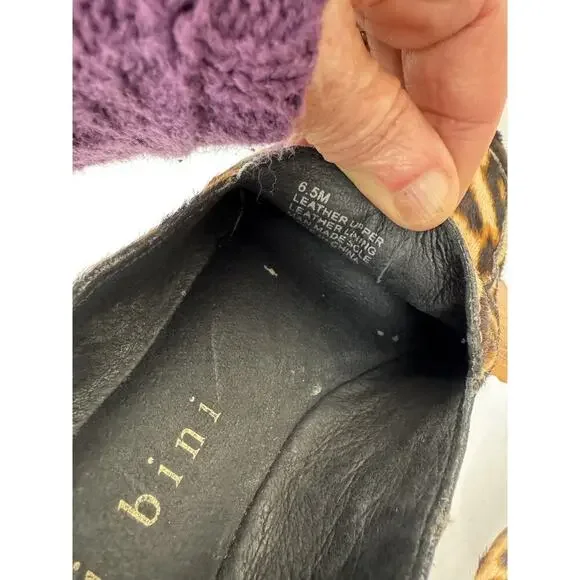 Boho Giani Bini Calf-Hair Leopard Print Loafer Women Sz 6.5 Slip-On Pointed Flat - Picture 9 of 10